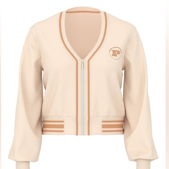 PINK Victoria's Secret Jackets & Blazers - PINK Victoria's Secret Cream Varsity Jacket